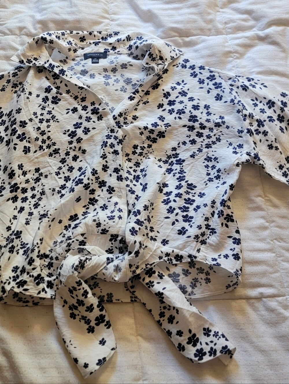 Croft & Barrow White Floral Tie-Front Jacket